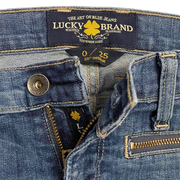 Lucky Brand Meadowood Moto Jeans Low Rise Skinny Zipper Detail Blue 0 25 - Picture 3 of 16